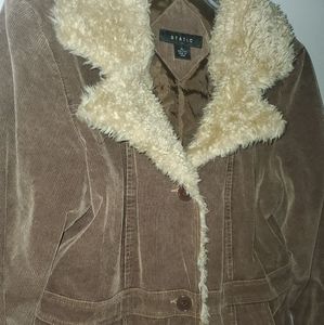 Corduroy jacket with faux fur